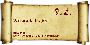 Valusek Lajos névjegykártya